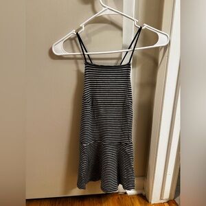 Free People Black and White Peplum Striped Tank Top
